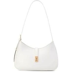 Source Unknown White Shoulder Bag with Gold Hardware